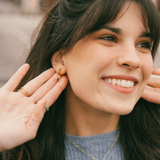 Lady Death Black CZ Huggies