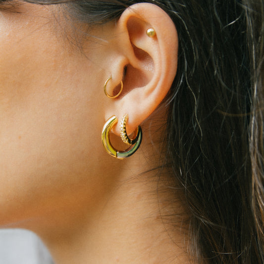 Two-Faced Mixed Metal Hoop + Huggie Set