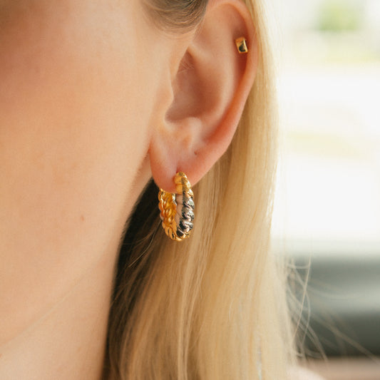 Split Decision Mixed Metal Hoops