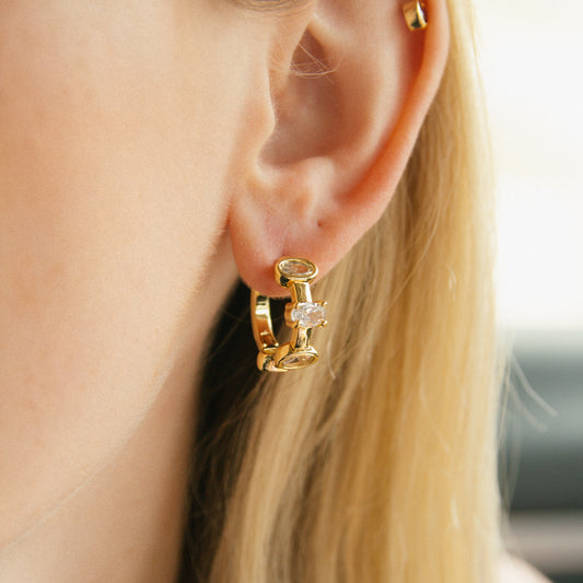 On The Dot Bezel CZ Hoops