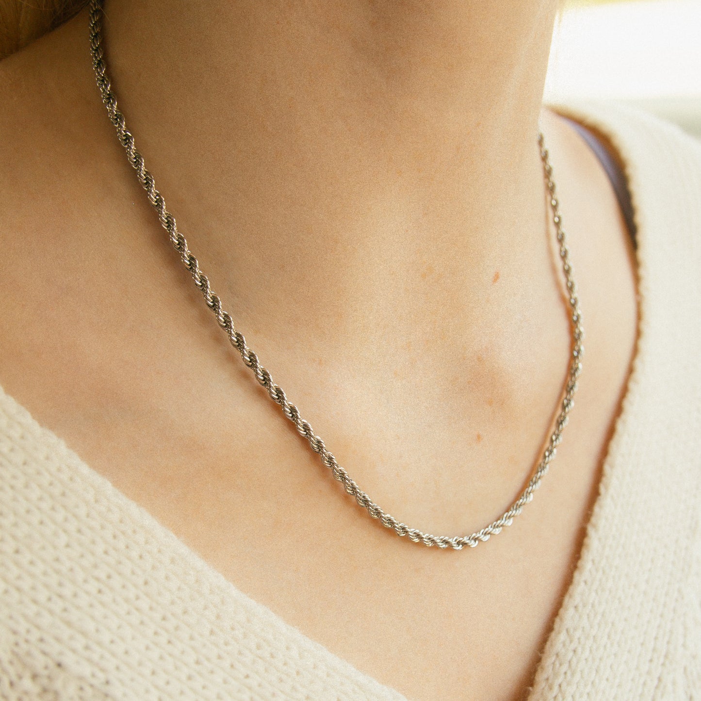 Stella Rope Chain Necklace - Silver