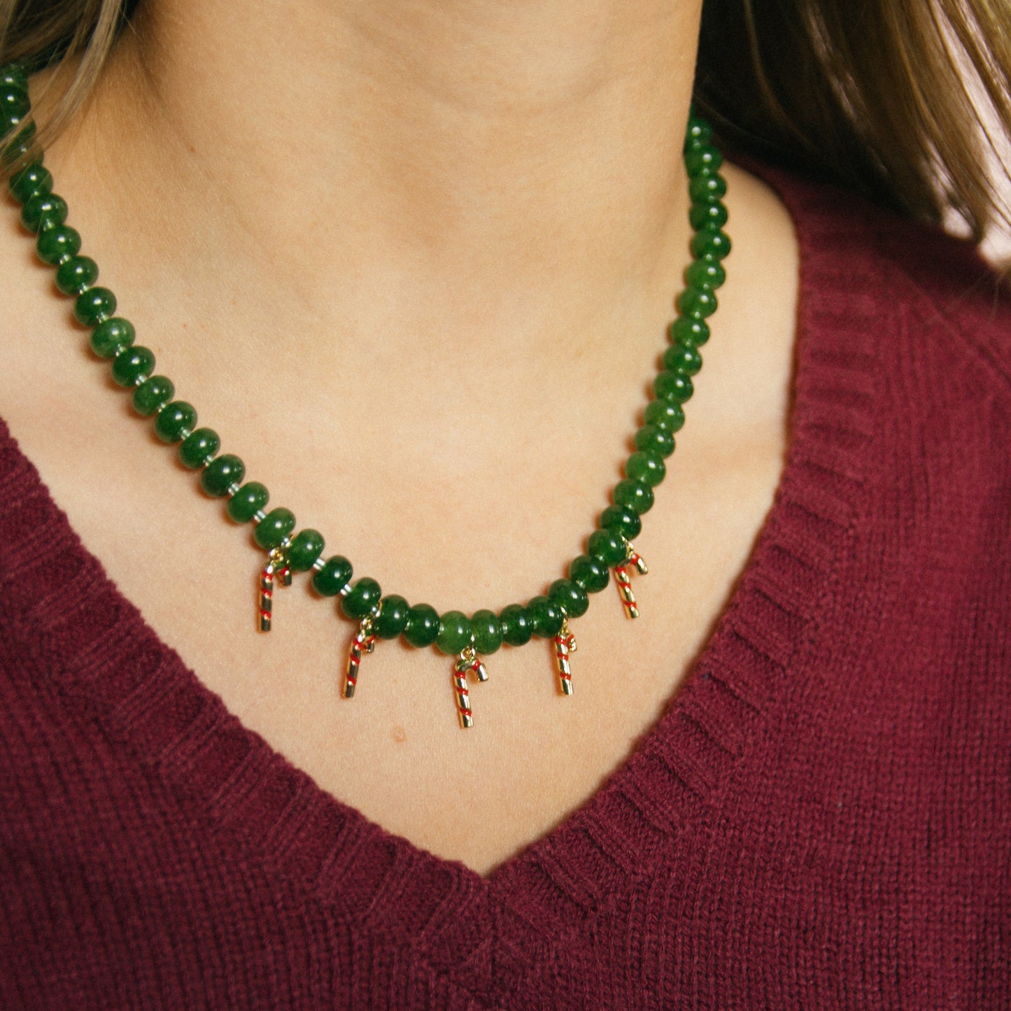 Candy Cane Lane Beaded Necklace
