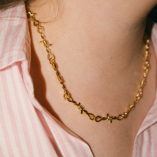 Match My Freak Barbed Wire Chain Necklace - Gold