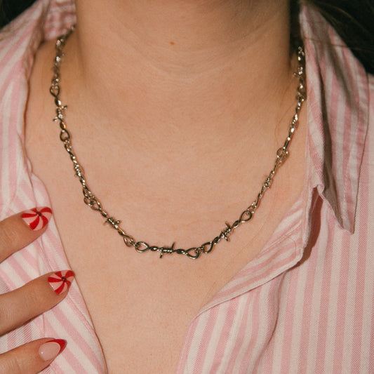 Match My Freak Barbed Wire Chain Necklace - Silver