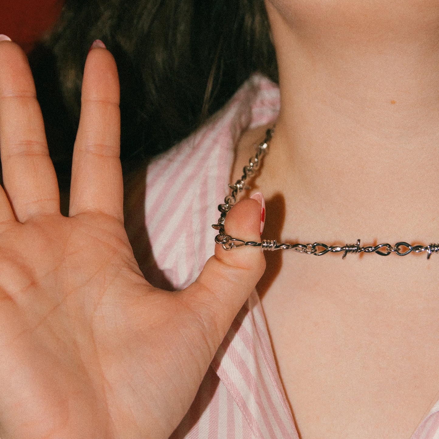 Match My Freak Barbed Wire Chain Necklace - Silver