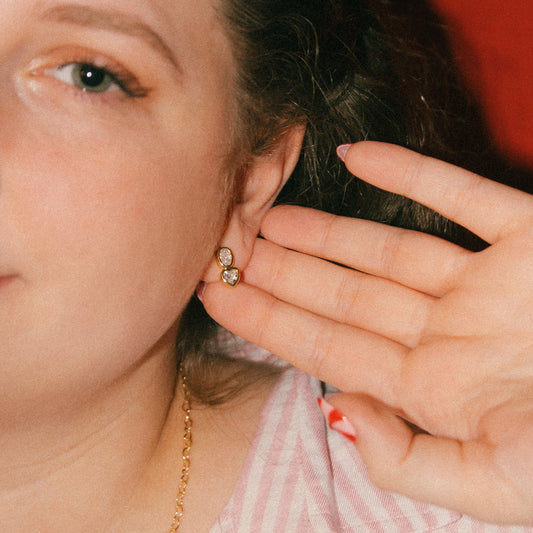 Romance Isn't Dead Heart Studs - Gold