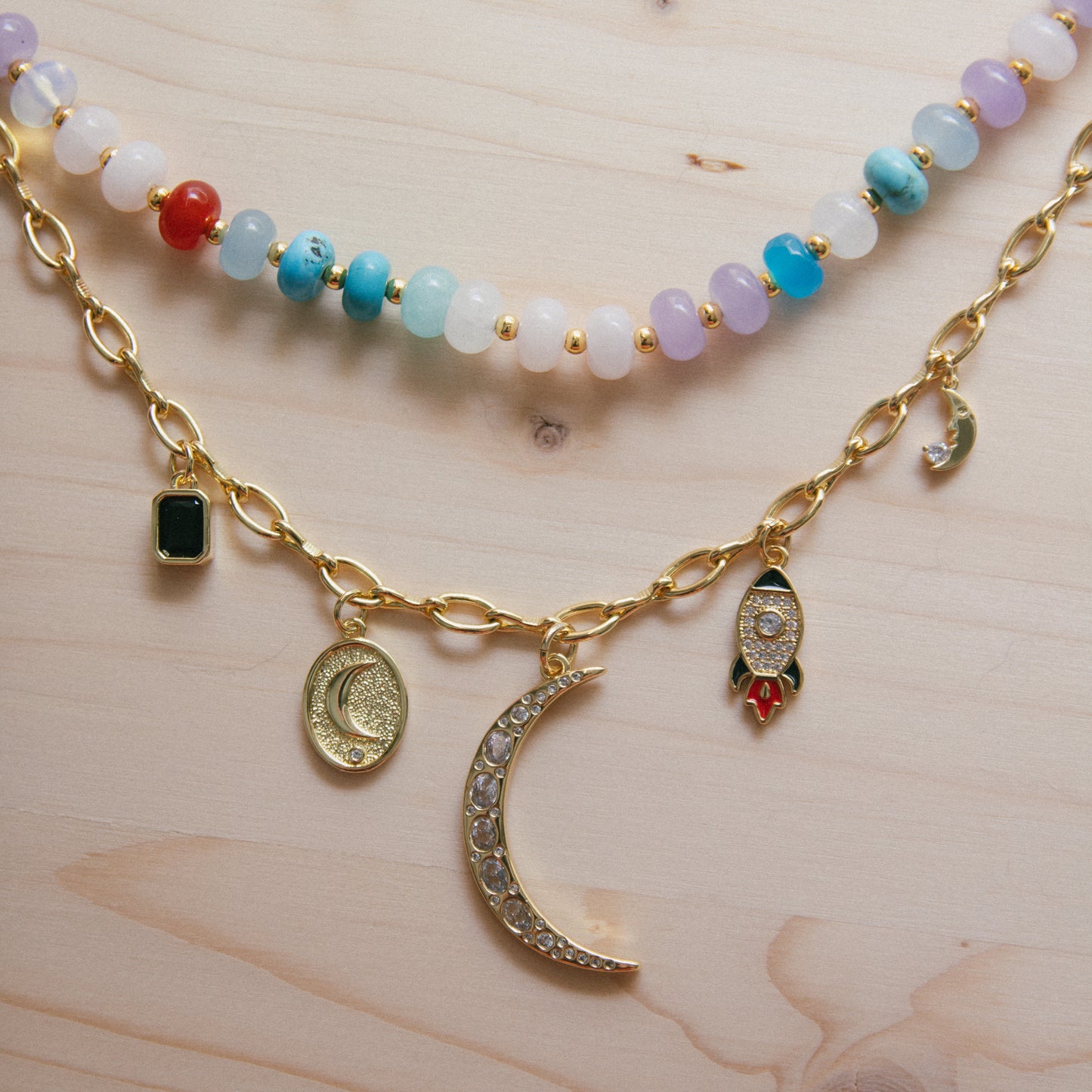 Moon Joy 5 Charm Necklace