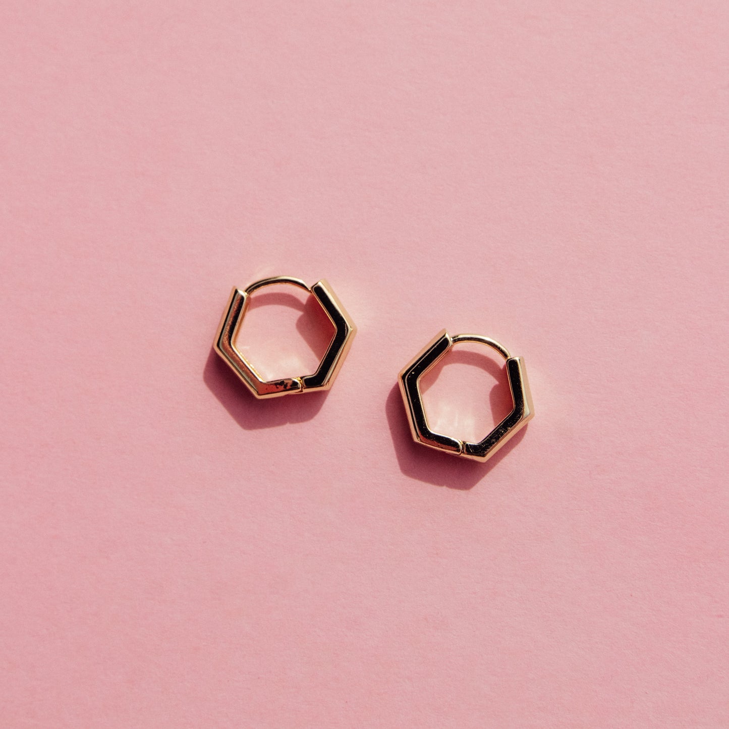 Hexagonal Huggie Hoops