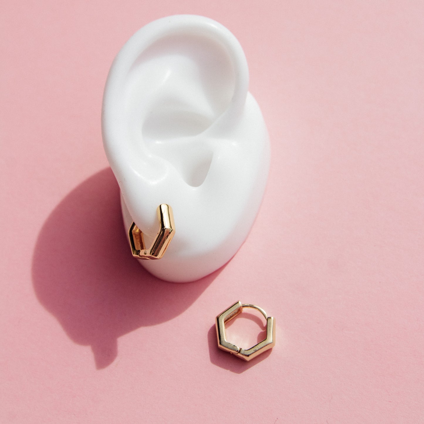 Hexagonal Huggie Hoops