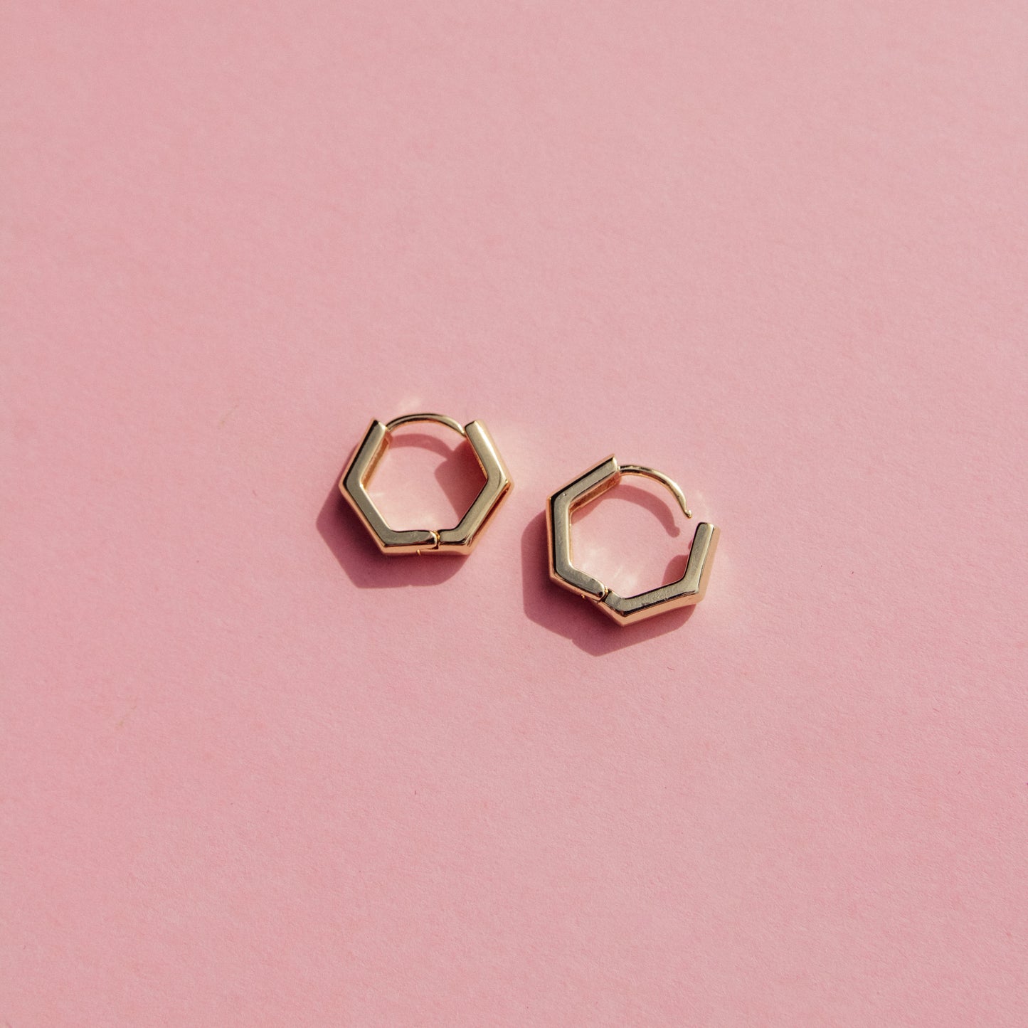 Hexagonal Huggie Hoops