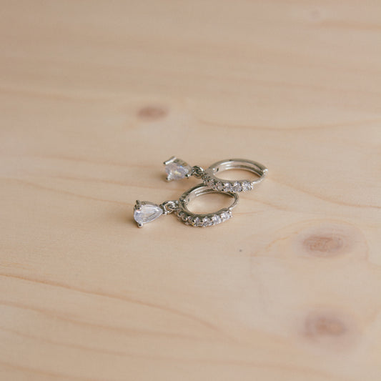 Teardrops CZ Huggies - Silver and Clear