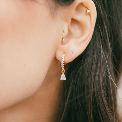 Teardrops CZ Huggies - Gold and Clear
