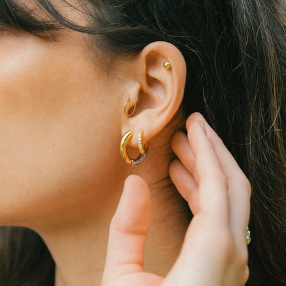 Two-Faced Mixed Metal Hoop + Huggie Set