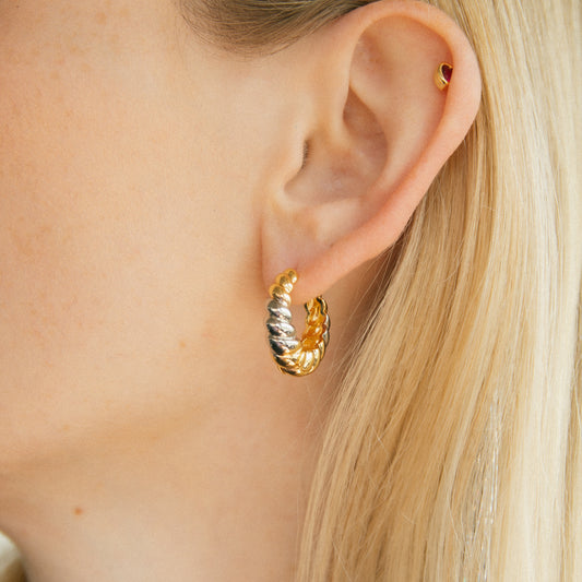 Split Decision Mixed Metal Hoops