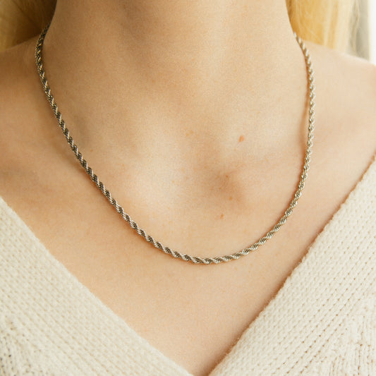 Stella Rope Chain Necklace - Silver