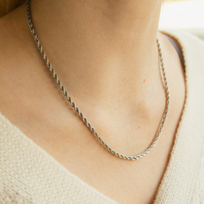 Stella Rope Chain Necklace - Silver