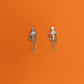 Death Drop Skeleton Earrings - Silver