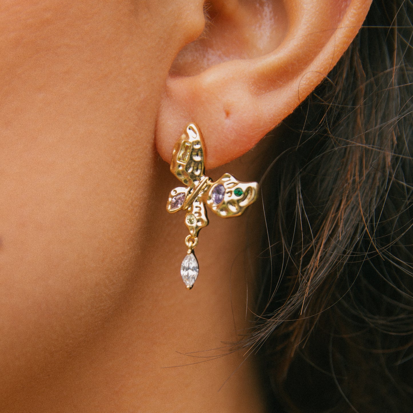 Golden Afternoon Butterfly Earrings