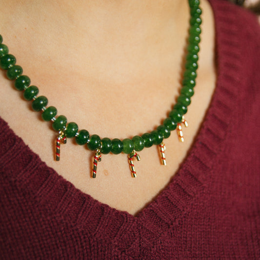 Candy Cane Lane Beaded Necklace
