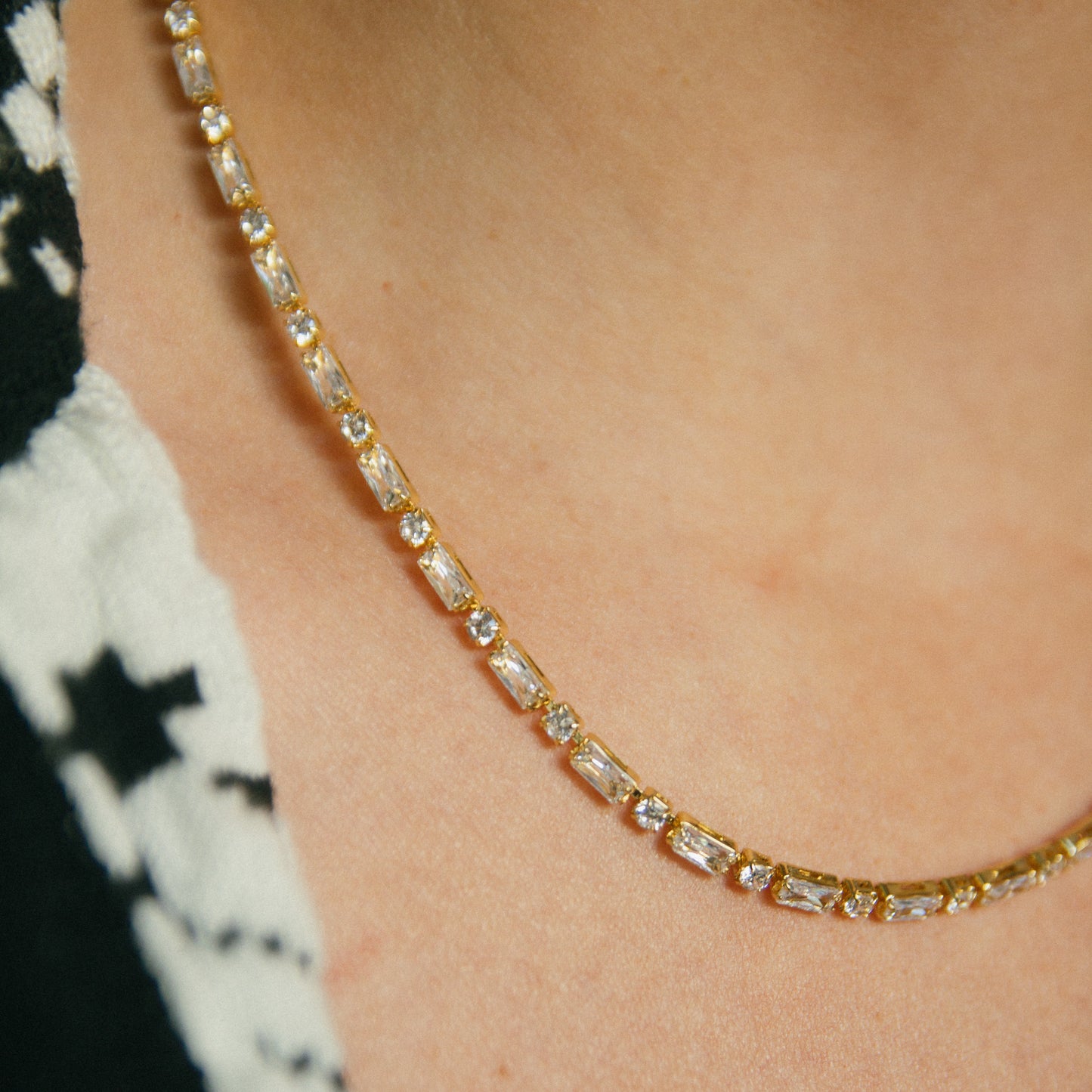 Gratitude Baguette CZ Tennis Necklace