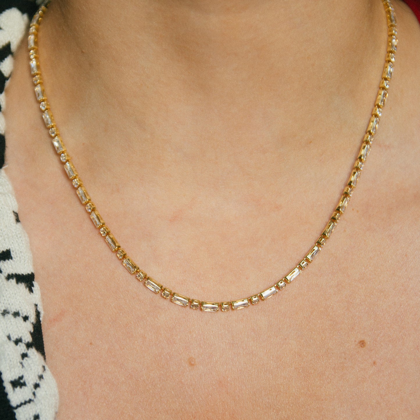 Gratitude Baguette CZ Tennis Necklace