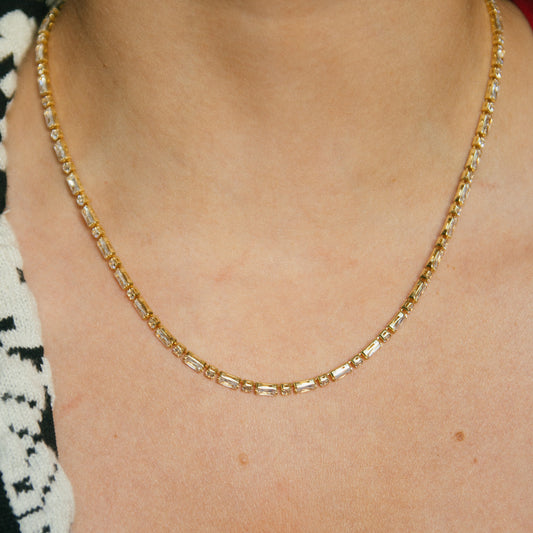 Gratitude Baguette CZ Tennis Necklace