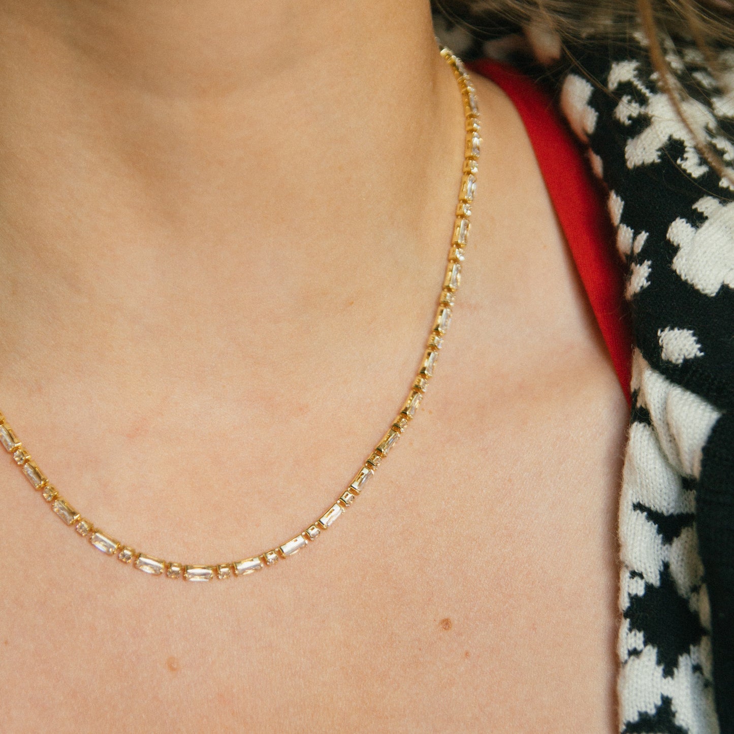 Gratitude Baguette CZ Tennis Necklace