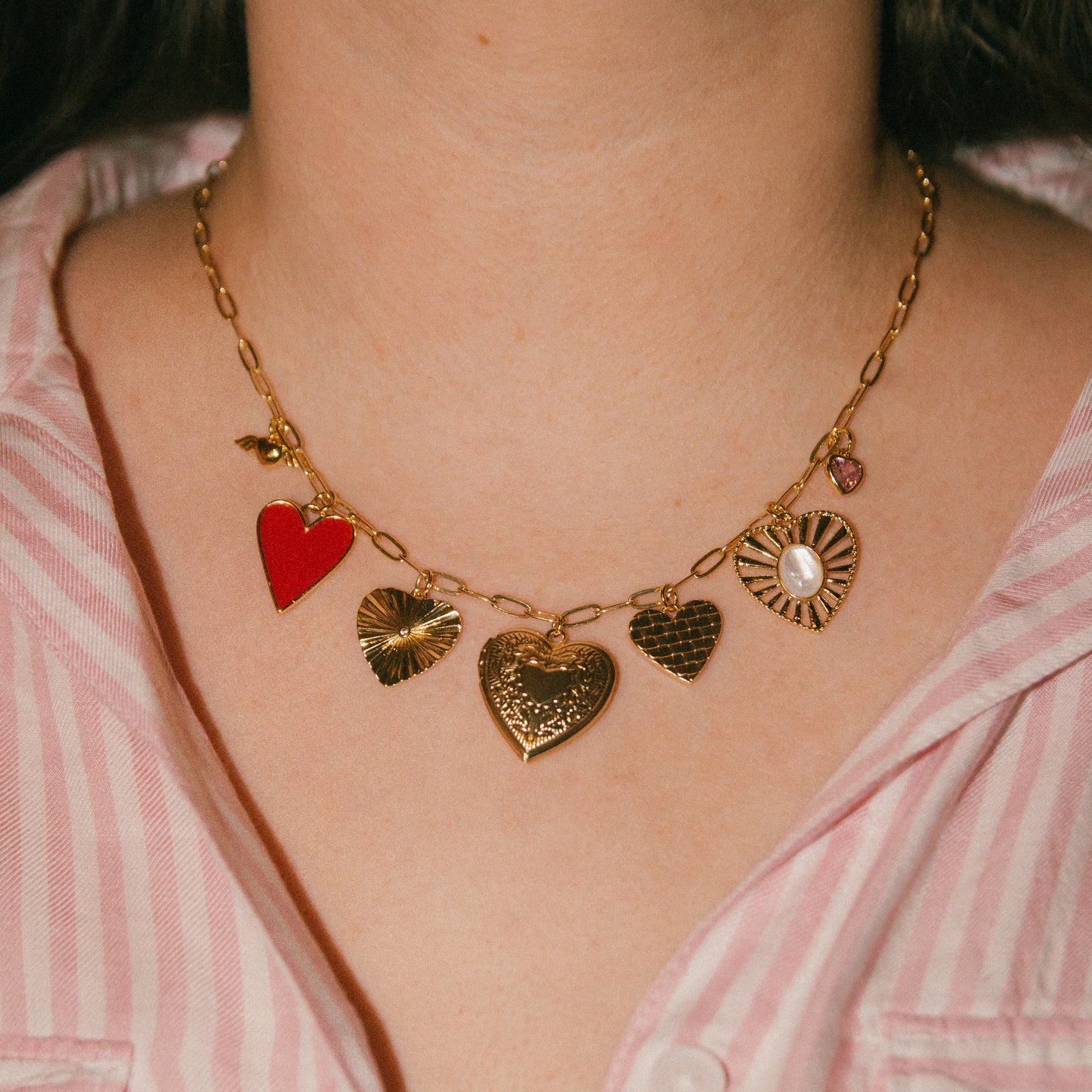Romanticize Your Life! Hearts Charm Necklace