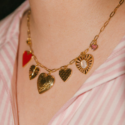 Romanticize Your Life! Hearts 7 Charm Necklace