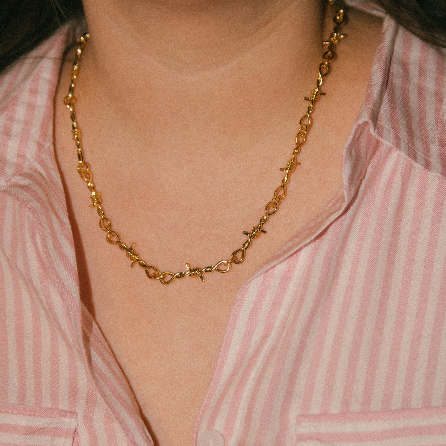 Match My Freak Barbed Wire Chain Necklace - Gold