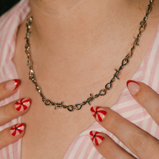 Match My Freak Barbed Wire Chain Necklace - Silver