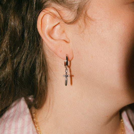 Enemies to Lovers Sword Huggies - SIlver