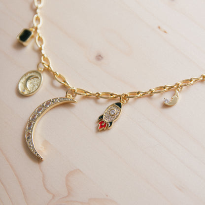 Moon Joy 5 Charm Necklace