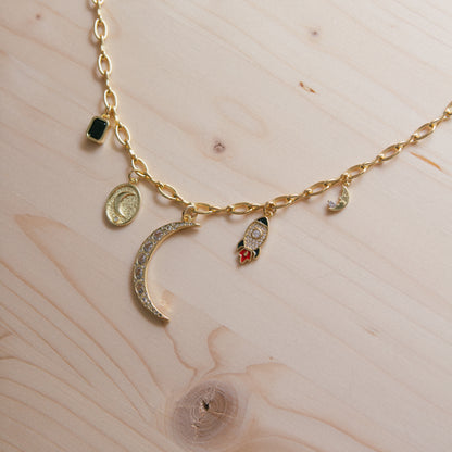 Moon Joy 5 Charm Necklace